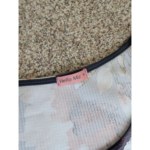 Hello Miz Maternity Medium Bodycon Dress Gray Pink Floral Stretch Side Ruching - Picture 4 of 7